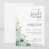 Bridal Shower Invitation Dusty Blue Kaart (Voorkant / Achterkant)