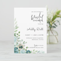 Bridal Shower Invitation Dusty Blue