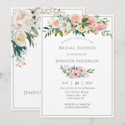 Bridal Shower Invitation, een Magical Roos Garden Kaart (Voorkant / Achterkant)