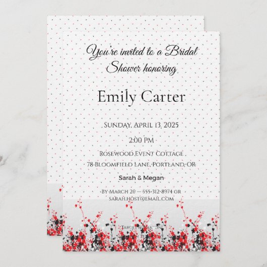 Bridal Shower Invitation Elegant Floral Template Kaart (Voorkant / Achterkant)