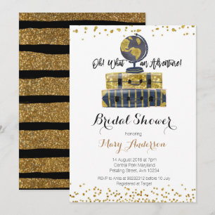Bridal Shower Invitation Elegant Gold Glitter Kaart