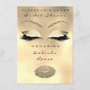 Bridal Shower Invitation Eye Gold Faux Lips Kaart