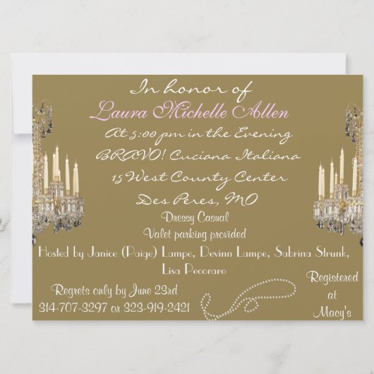  BRIDAL SHOWER INVITATION FAUX Wallpaper Kaart (Achterkant)