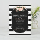 Bridal Shower Invitation, floral black & white Kaart (Staand voorkant)