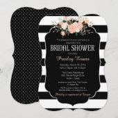 Bridal Shower Invitation, floral black & white Kaart (Voorkant / Achterkant)