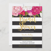 Bridal Shower Invitation - Floral Black White Kaart (Voorkant)