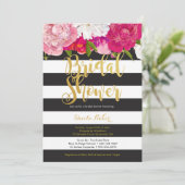 Bridal Shower Invitation - Floral Black White Kaart (Staand voorkant)