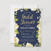 Bridal Shower Invitation, Floral met Gold aanpasse Kaart (Voorkant)