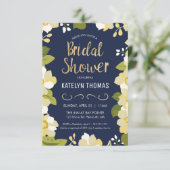 Bridal Shower Invitation, Floral met Gold aanpasse Kaart (Staand voorkant)