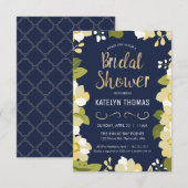 Bridal Shower Invitation, Floral met Gold aanpasse Kaart (Voorkant / Achterkant)