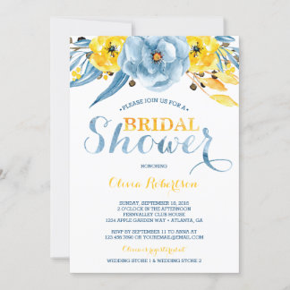 Bridal Shower Invitation, Floral Waterverf Kaart