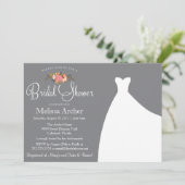 Bridal Shower Invitation, Floral & Wedding Gown Kaart (Staand voorkant)