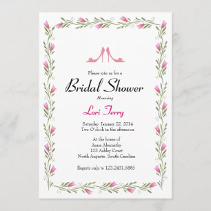 Bridal Shower Invitation - Flowers & Bridal Shoes Kaart
