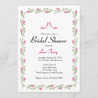 Bridal Shower Invitation - Flowers & Bridal Shoes Kaart