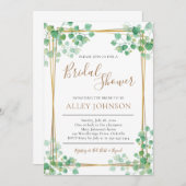 Bridal Shower Invitation Foliage met goudgrens Kaart (Voorkant / Achterkant)