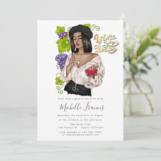 Bridal Shower Invitation française Girl Wine Kaart (Staand voorkant)