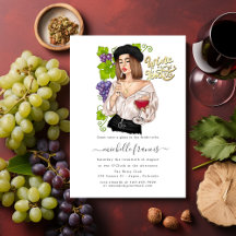 Bridal Shower Invitation française Girl Wine