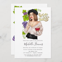 Bridal Shower Invitation française Girl Wine Kaart