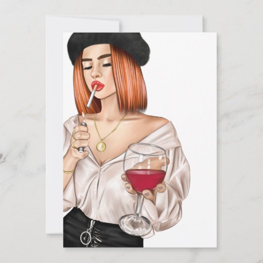 Bridal Shower Invitation française Girl Wine Kaart (Achterkant)