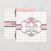 Bridal Shower Invitation - Franse Bow Dot Swirl Kaart (Voorkant / Achterkant)