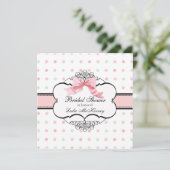 Bridal Shower Invitation - Franse Bow Dot Swirl Kaart (Staand voorkant)