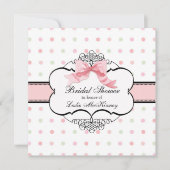 Bridal Shower Invitation - Franse Bow Dot Swirl Kaart (Voorkant)