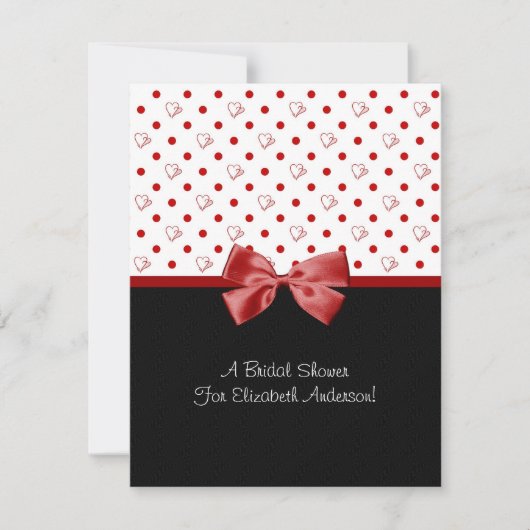 Bridal Shower Invitation Girly Red Hearts Kaart (Voorkant)
