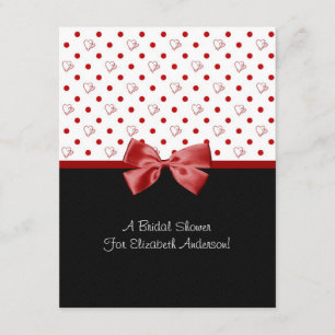 Bridal Shower Invitation Girly Red Hearts Kaart