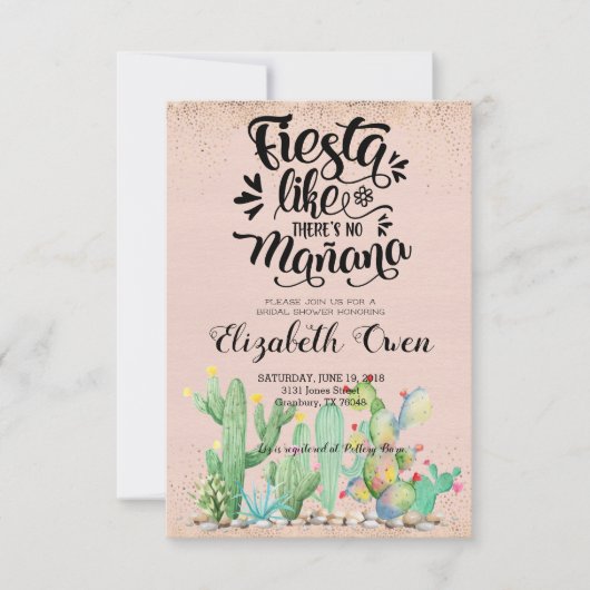 Bridal Shower Invitation - Glam Cactus Kaart (Voorkant)