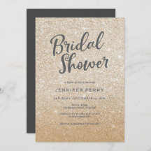 Bridal Shower Invitation - Gold glitter