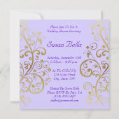 Bridal Shower Invitation—Gold Swirls & Lavender Kaart (Achterkant)
