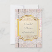 Bridal Shower Invitation Golden Pink & Lace Kaart (Voorkant)