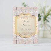 Bridal Shower Invitation Golden Pink & Lace Kaart (Staand voorkant)