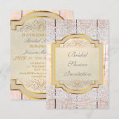 Bridal Shower Invitation Golden Pink & Lace Kaart (Voorkant / Achterkant)