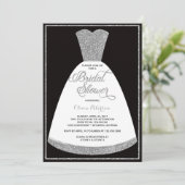 Bridal Shower Invitation, Gown, Faux Glitter Kaart (Staand voorkant)