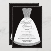 Bridal Shower Invitation, Gown, Faux Glitter Kaart (Voorkant / Achterkant)