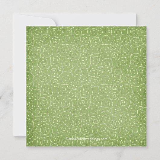 Bridal Shower Invitation Gown Sage Green Swirls Kaart (Achterkant)