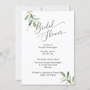 Bridal Shower Invitation Green Leaf Waterverf Kaart
