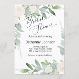 Bridal Shower Invitation greenery and blush Kaart