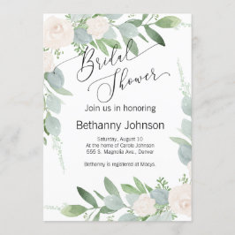 Bridal Shower Invitation greenery and blush Kaart