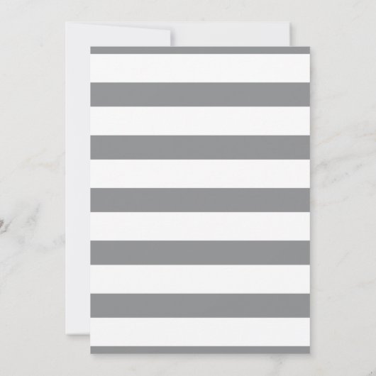 Bridal Shower Invitation, grijze stripe perzikflor Kaart (Achterkant)