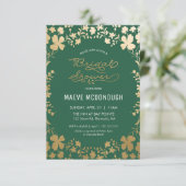 Bridal Shower Invitation,  groen & goud Kaart (Staand voorkant)