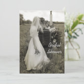 Bridal Shower Invitation in Bridal en Tractor Coun Kaart (Staand voorkant)