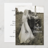Bridal Shower Invitation in Bridal en Tractor Coun Kaart (Voorkant / Achterkant)