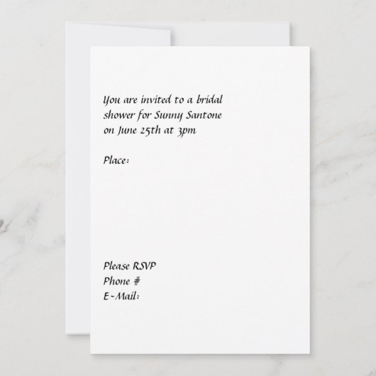 Bridal Shower Invitation in Pink Aankondiging (Achterkant)