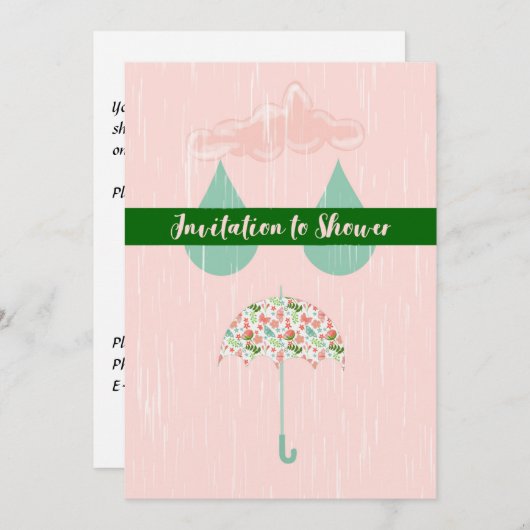 Bridal Shower Invitation in Pink Aankondiging (Voorkant / Achterkant)