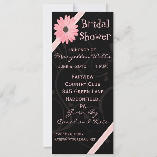 Bridal Shower Invitation in Pink en Black Kaart (Voorkant)