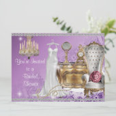  BRIDAL SHOWER INVITATION LAVENDER DAMASK W KAART (Staand voorkant)