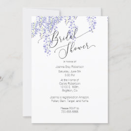 Bridal Shower Invitation Lavender Wisteria Kaart