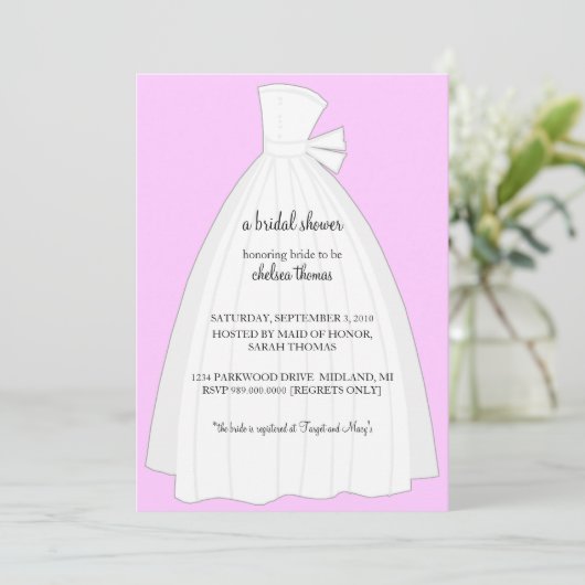 Bridal Shower Invitation {Licht Roze} Kaart (Staand voorkant)